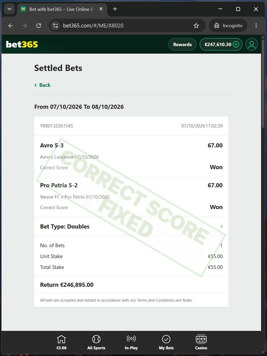 Correct Fixed Matches 100% Sure