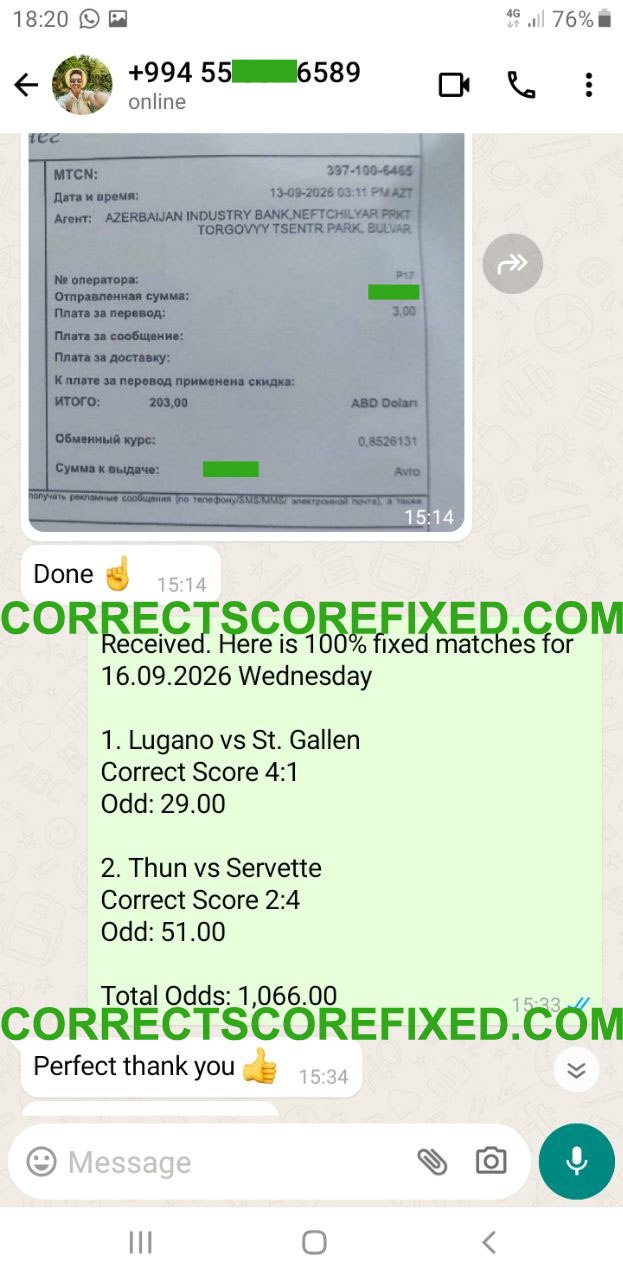 Correct Score Fixed Matches