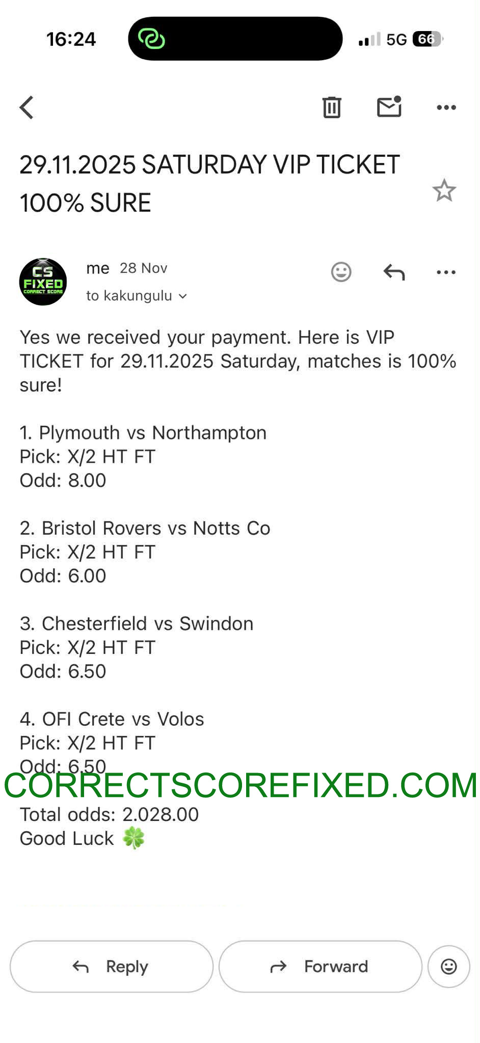 Buy 100% Sure Correct Fixed