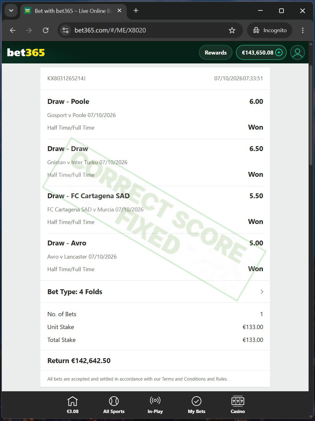 Fixed Matches Today