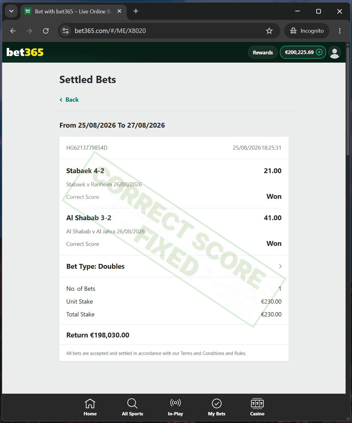 Correct Score Fixed