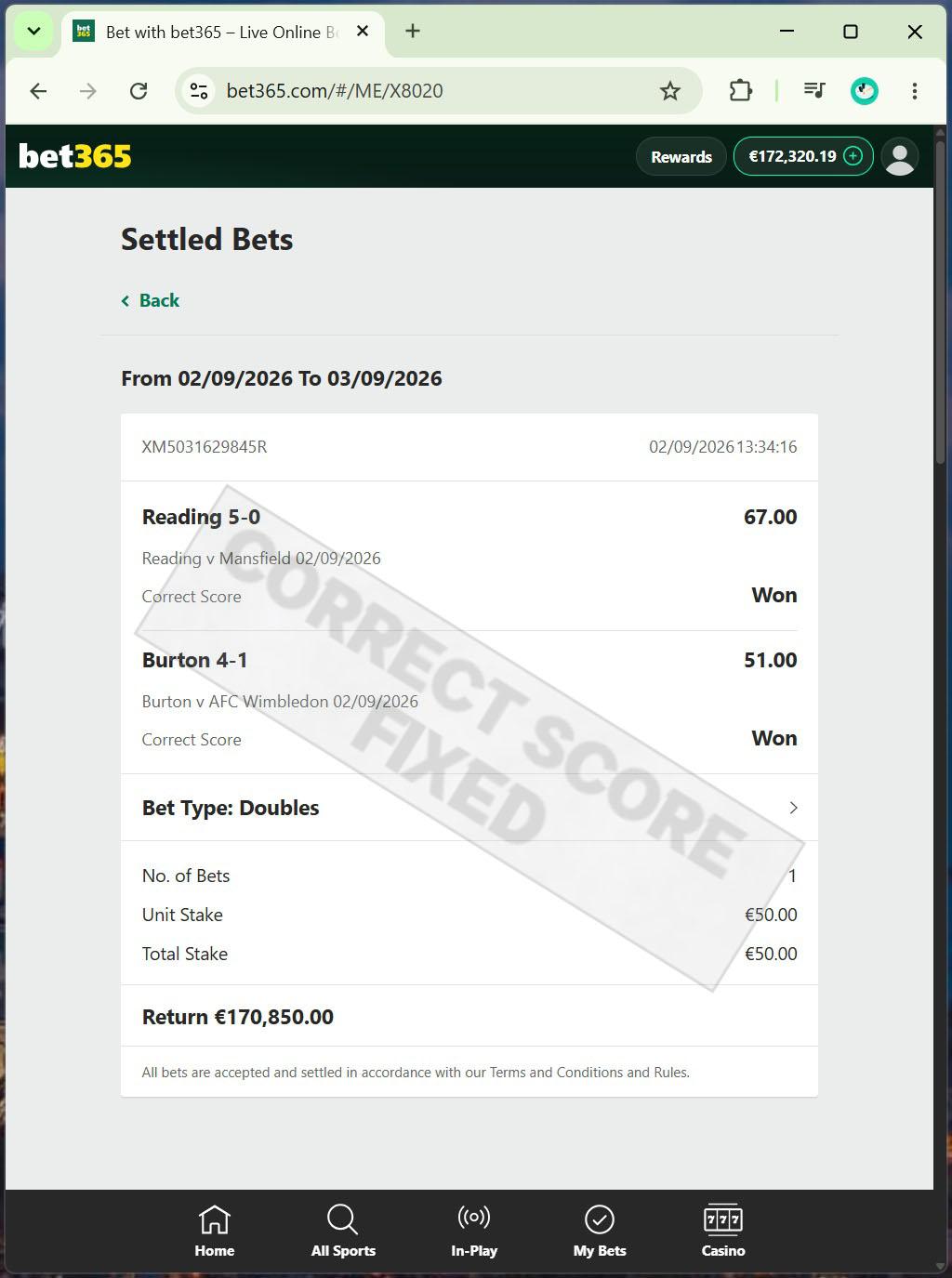Correct Fixed Matches