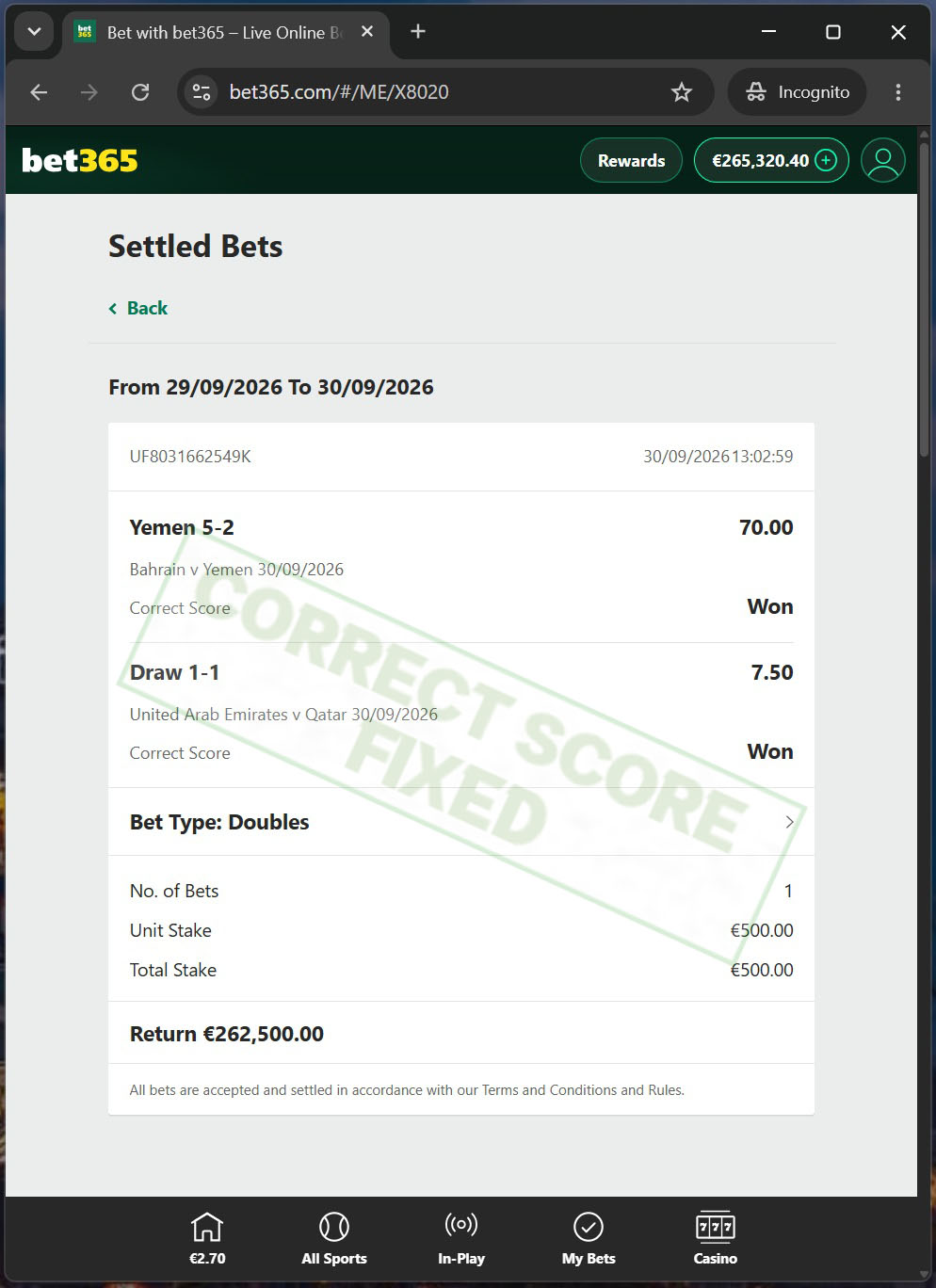 Correct Fixed Match