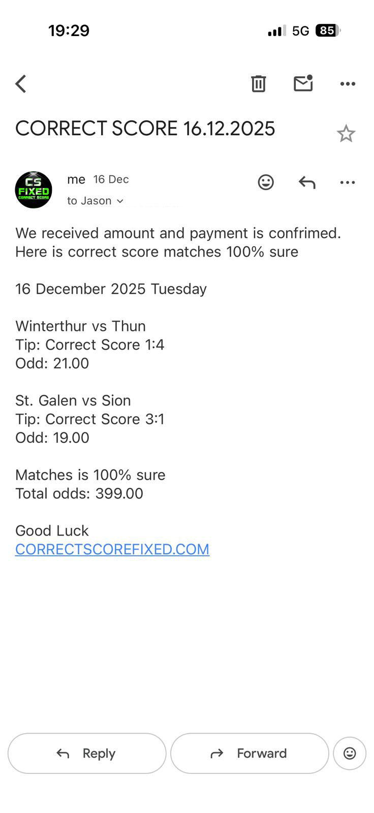 Correct Fixed Matches