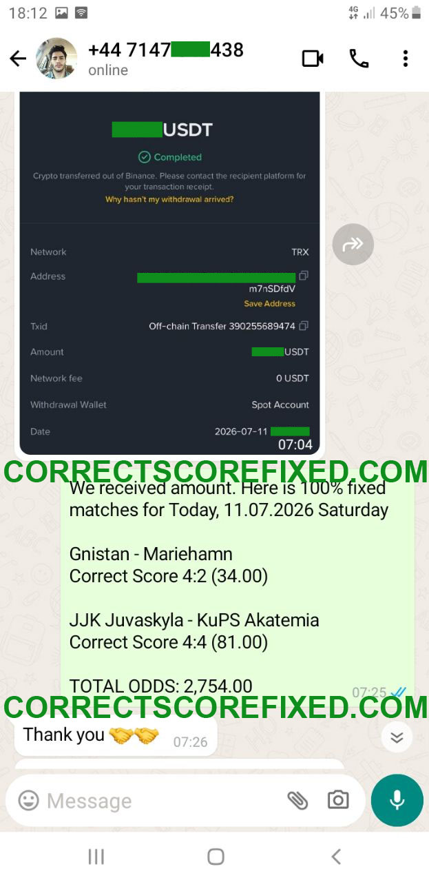 Correct Score Fixed Matches