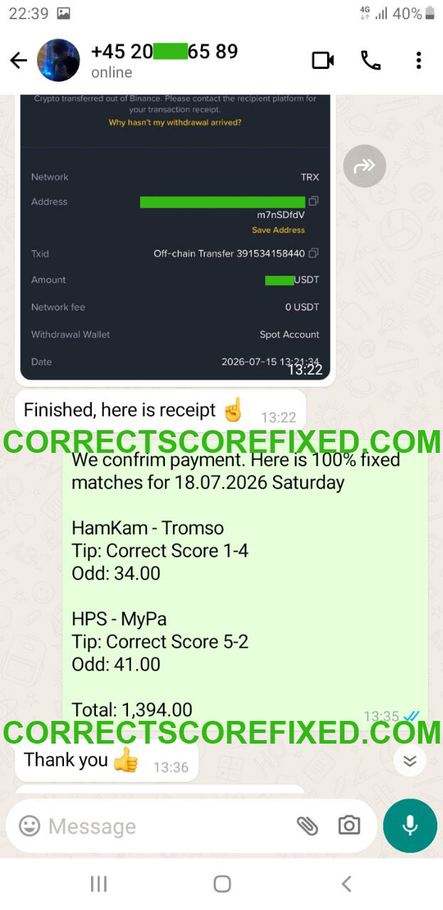 Correct Score Fixed Match