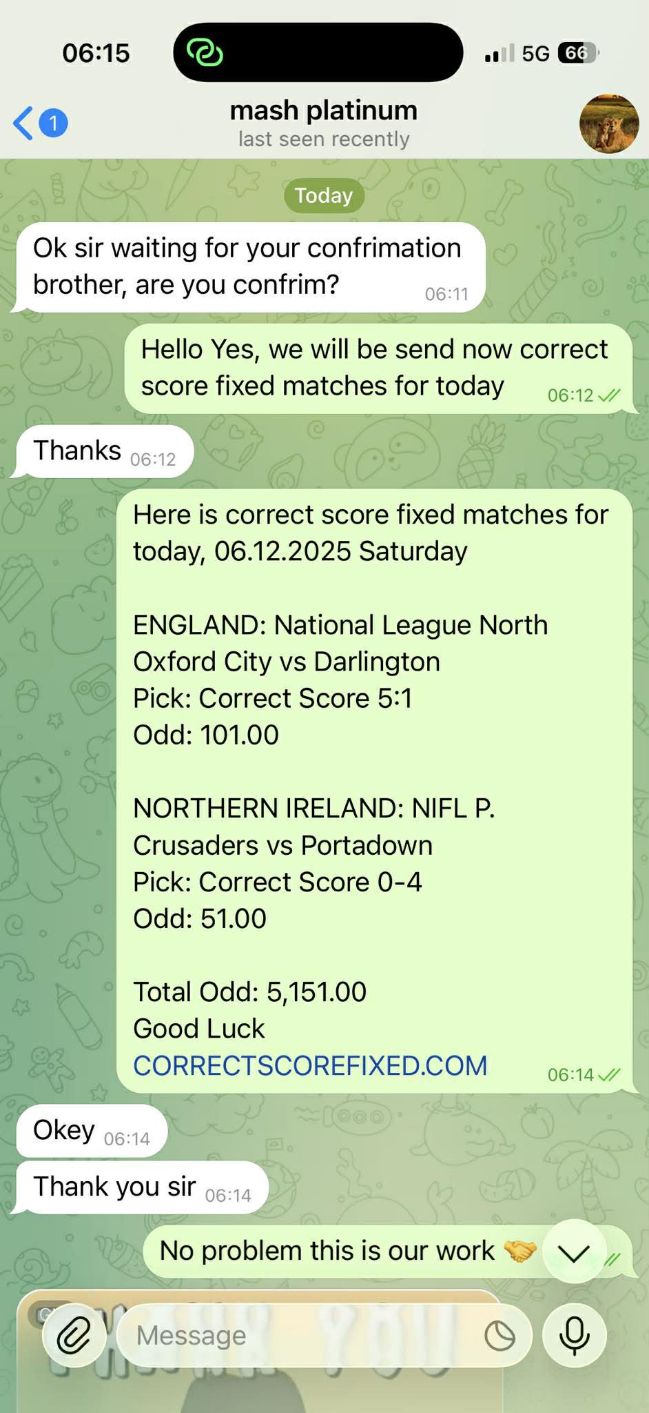 Correct Score Fixed Match