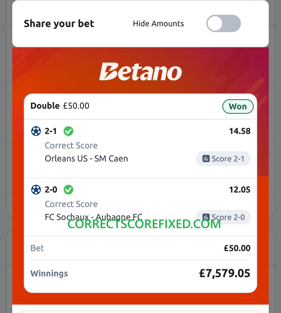 Correct Score Fixed