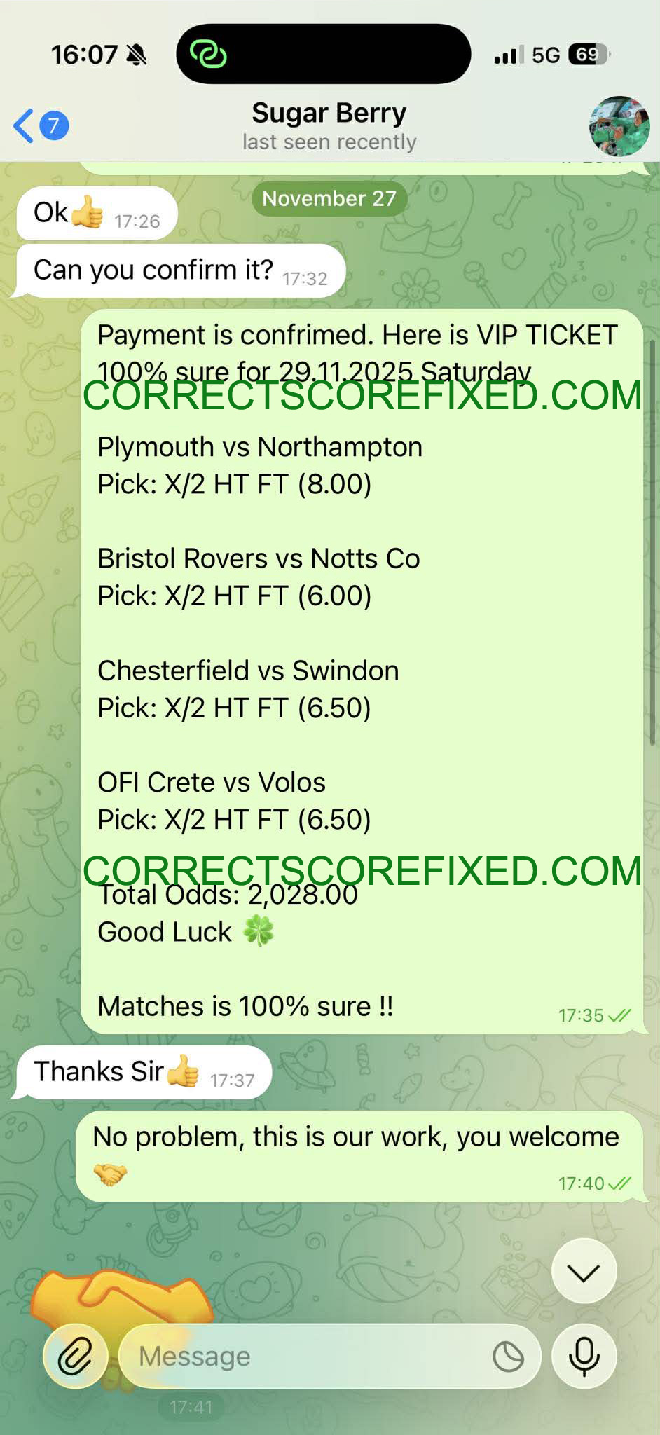 Fixed Match 100% Sure