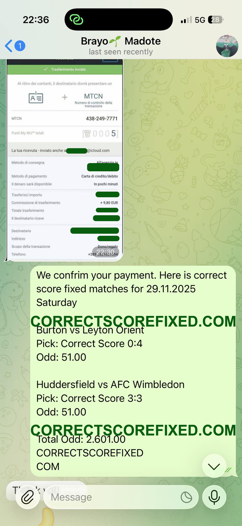Correct Fixed Matches