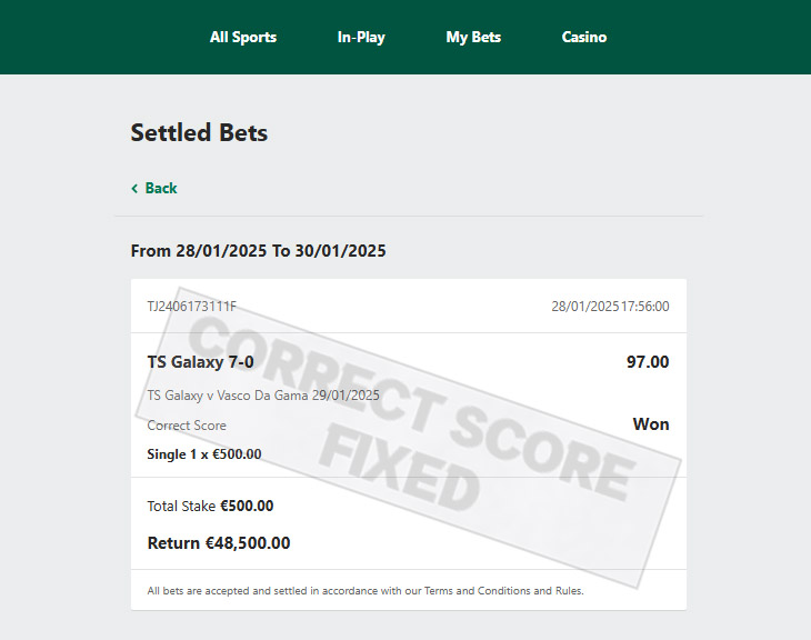 Correct Score Fixed