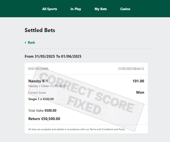 Correct Fixed Match