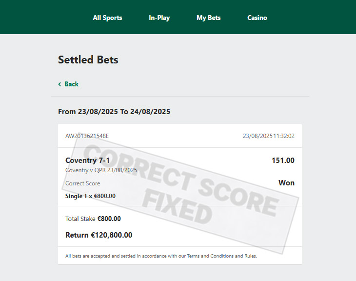 Correct Fixed Match