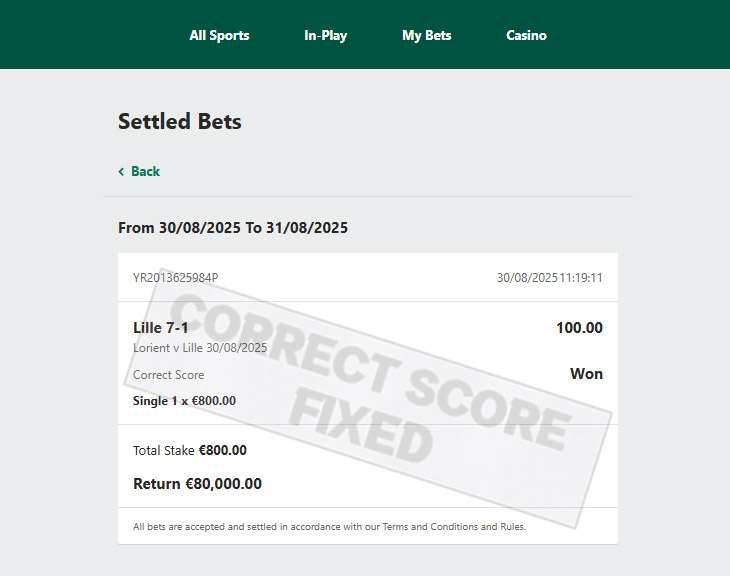 Correct Fixed Match