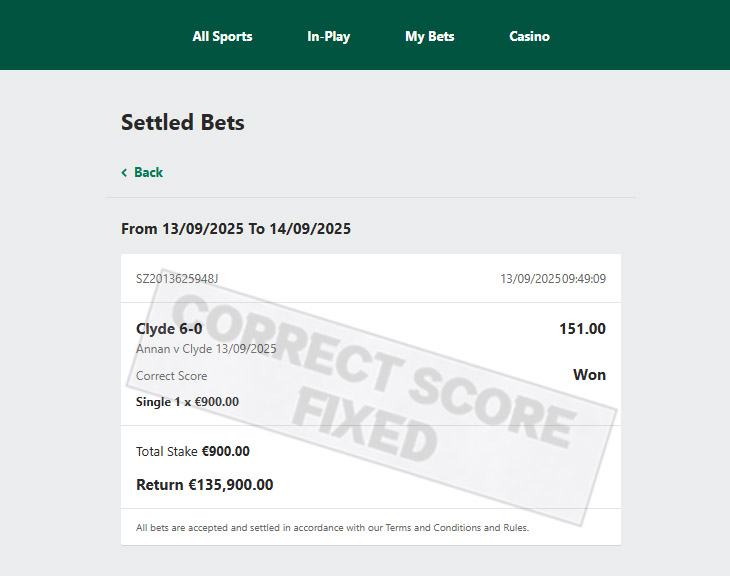 Correct Fixed Match