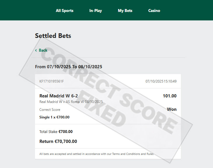 Correct Score Fixed