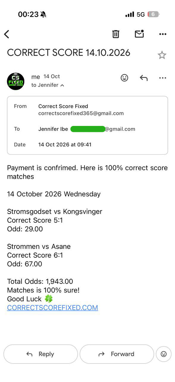 Correct Score Odds 100% Sure