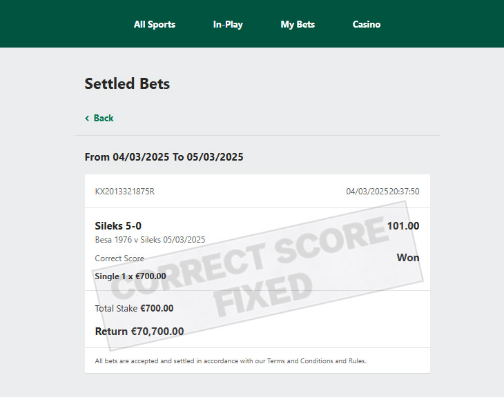 Correct Fixed Match
