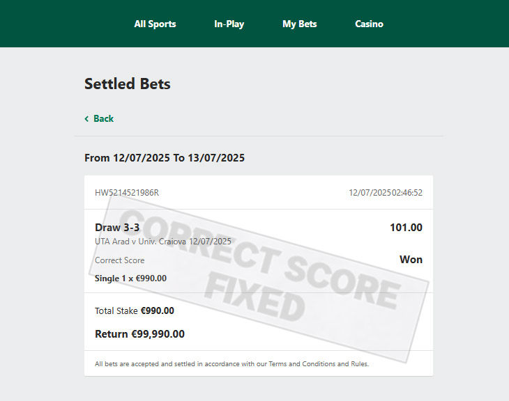 Correct Fixed Match