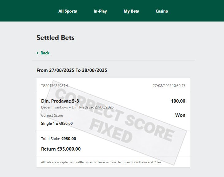 Correct Fixed Match