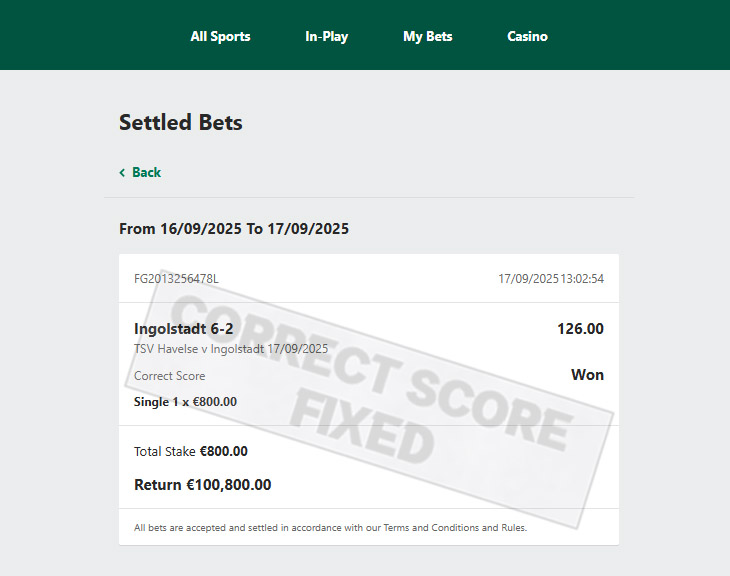 Correct Fixed Match