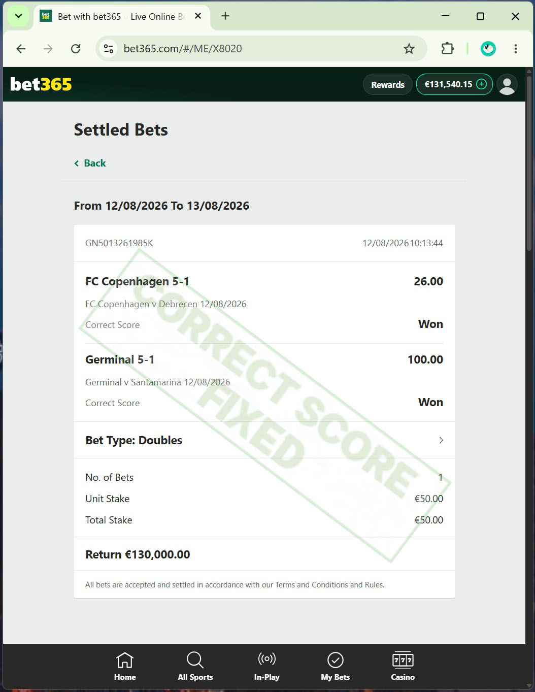 Correct Fixed Match