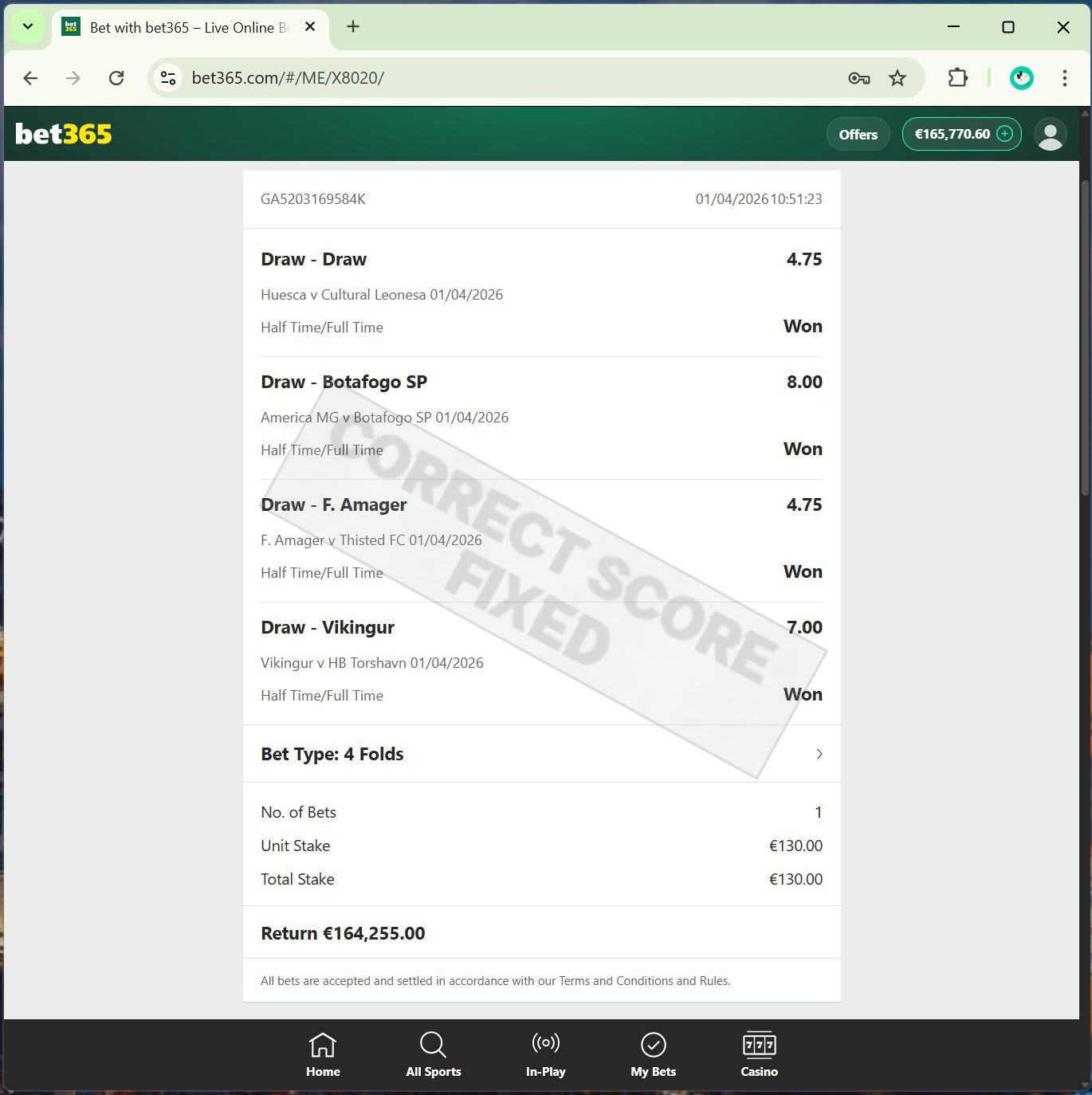 Correct Fixed Matches
