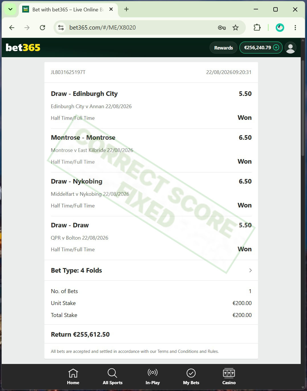 Correct Fixed Matches