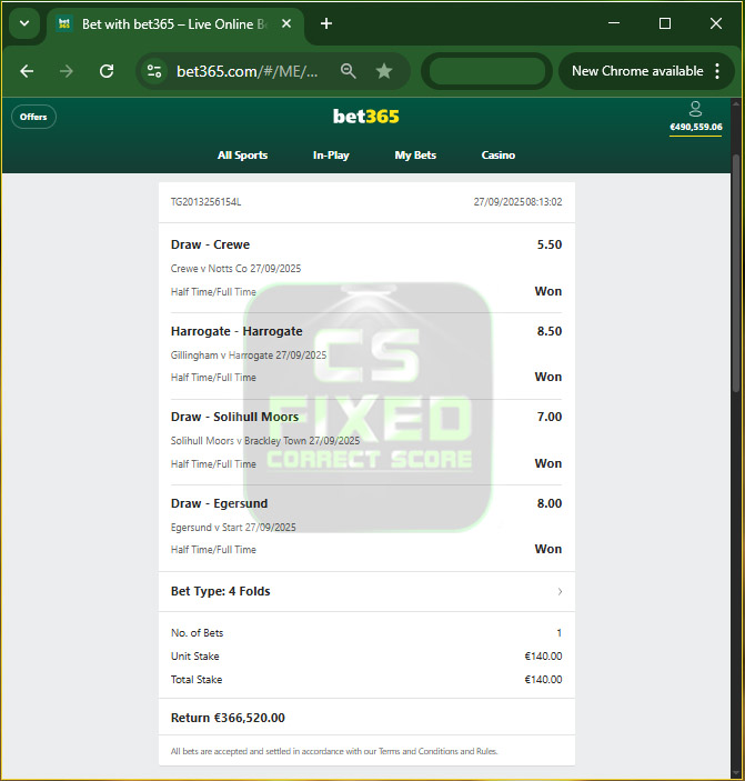 Correct Score Fixed