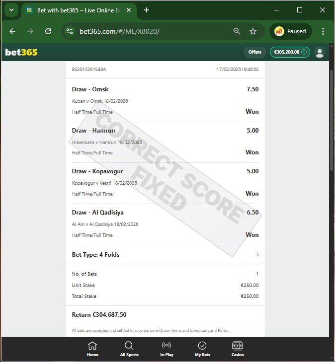 Fixed Match 100% Sure