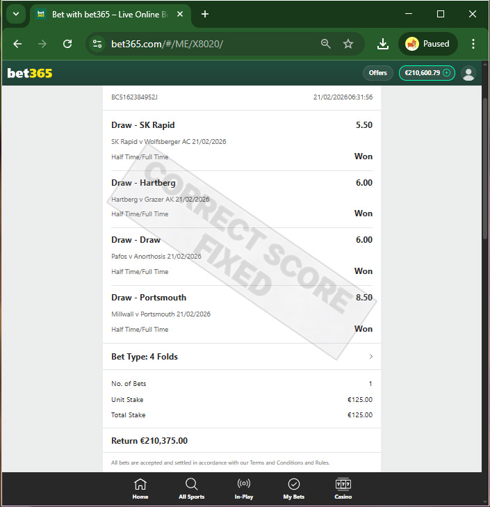 Fixed Match 100% Sure