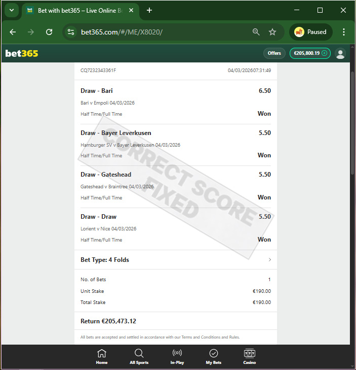 Fixed Match 100% Sure