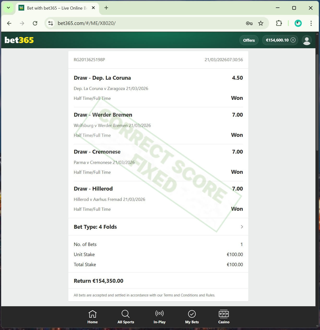 Fixed Match 100% Sure