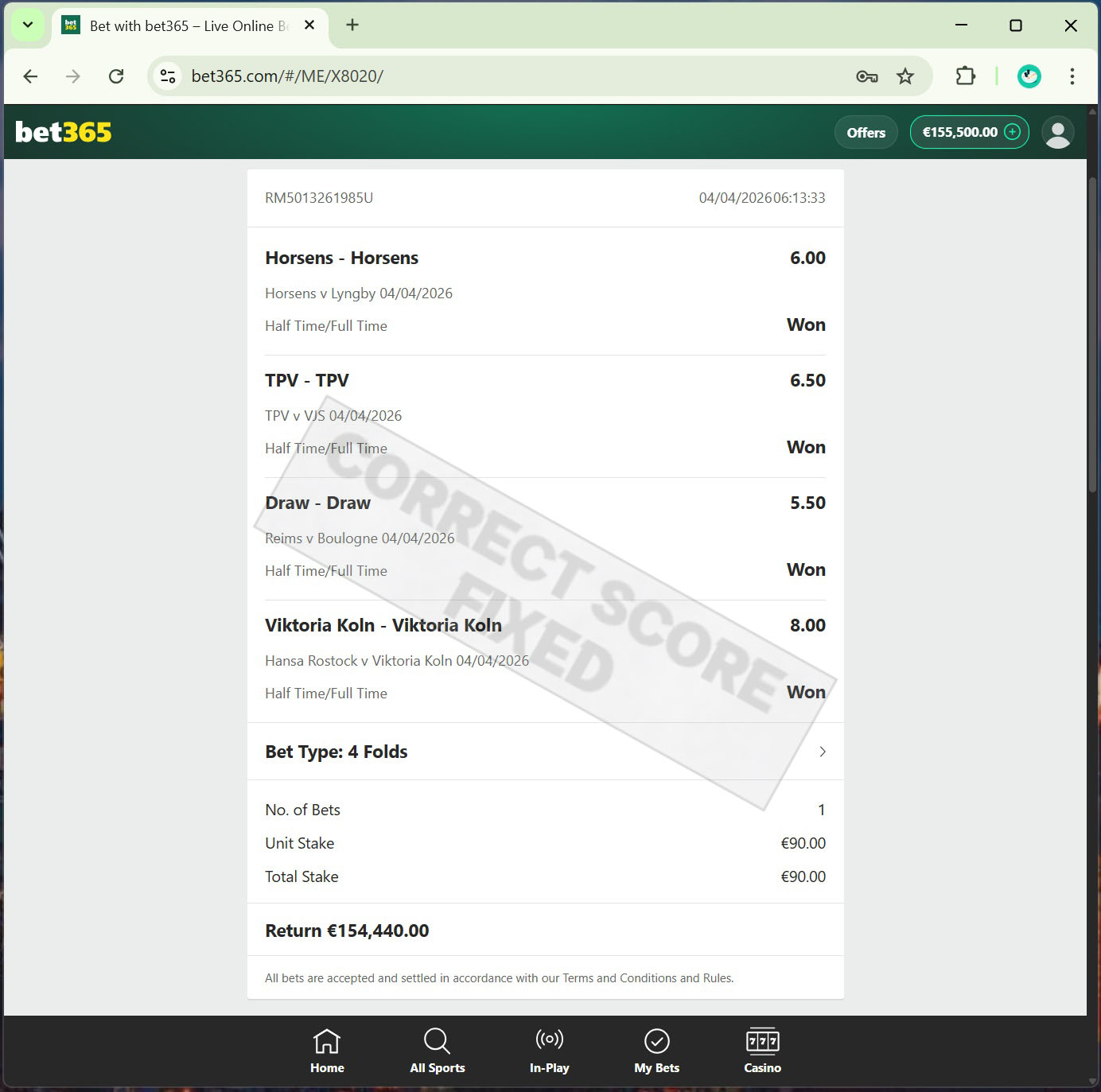 Correct Fixed Matches