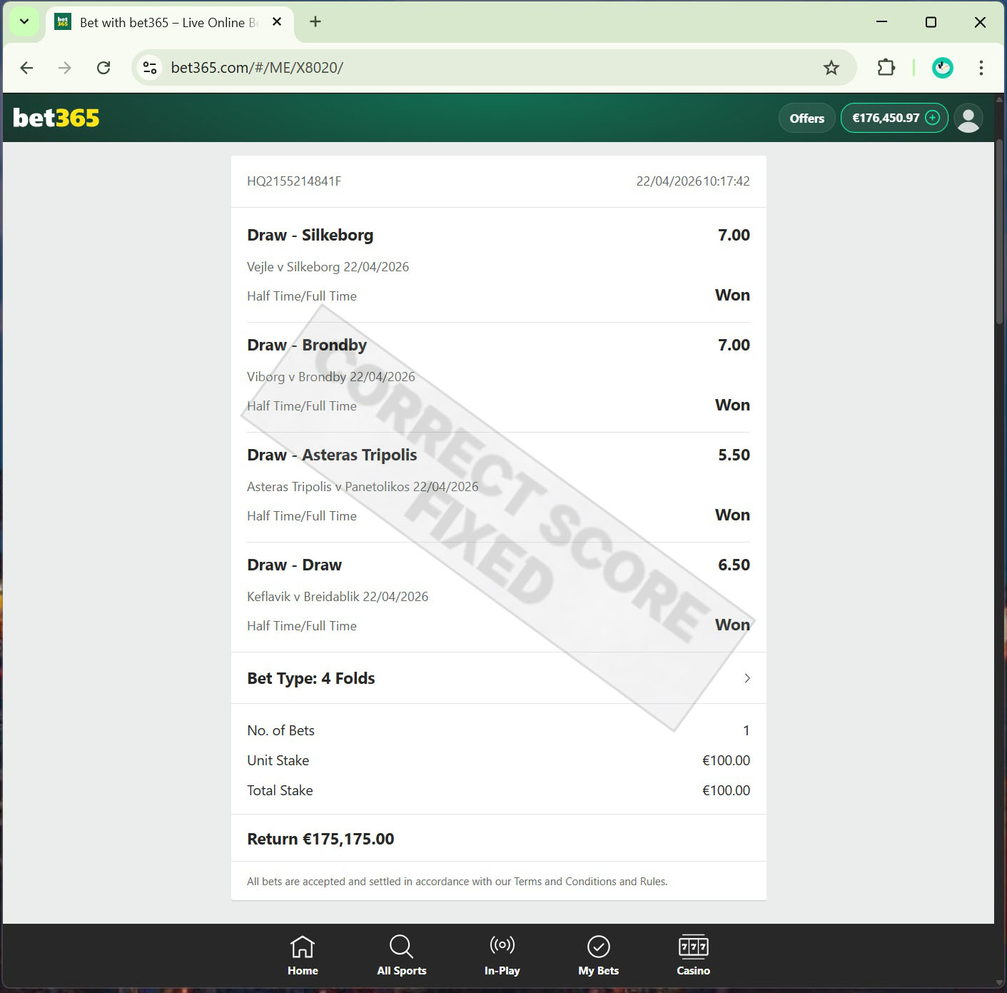 Correct Fixed Matches