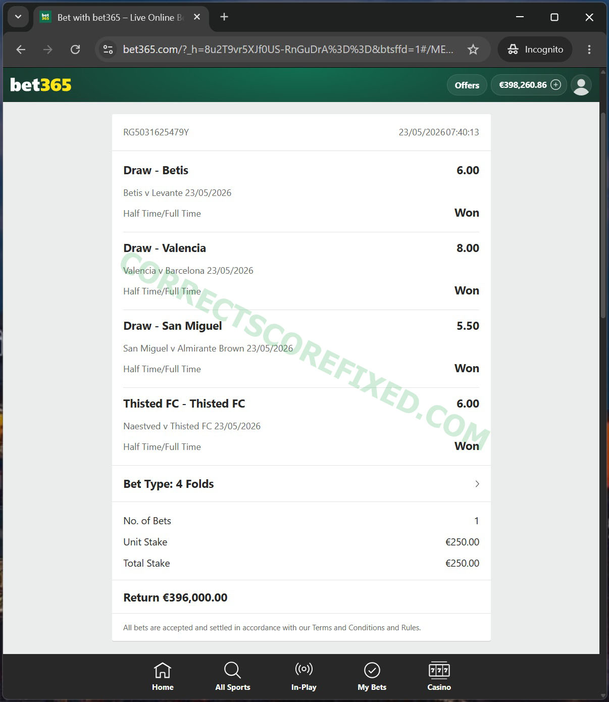 Correct Fixed Matches