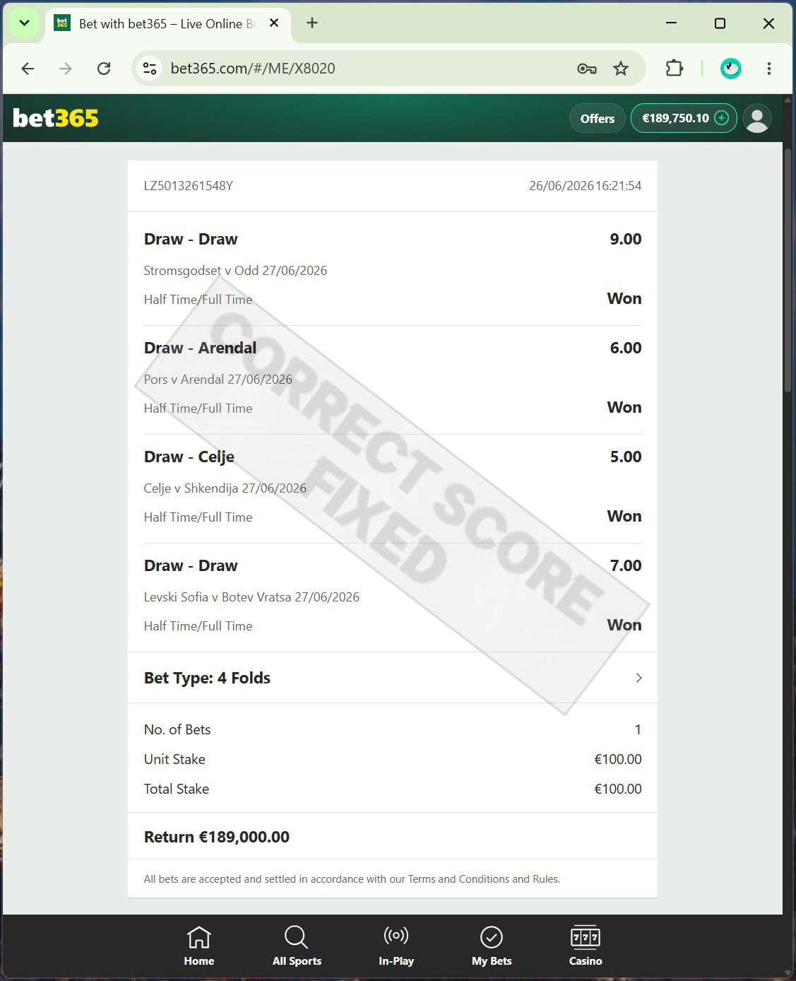 Get Fixed Matches 100% Sure