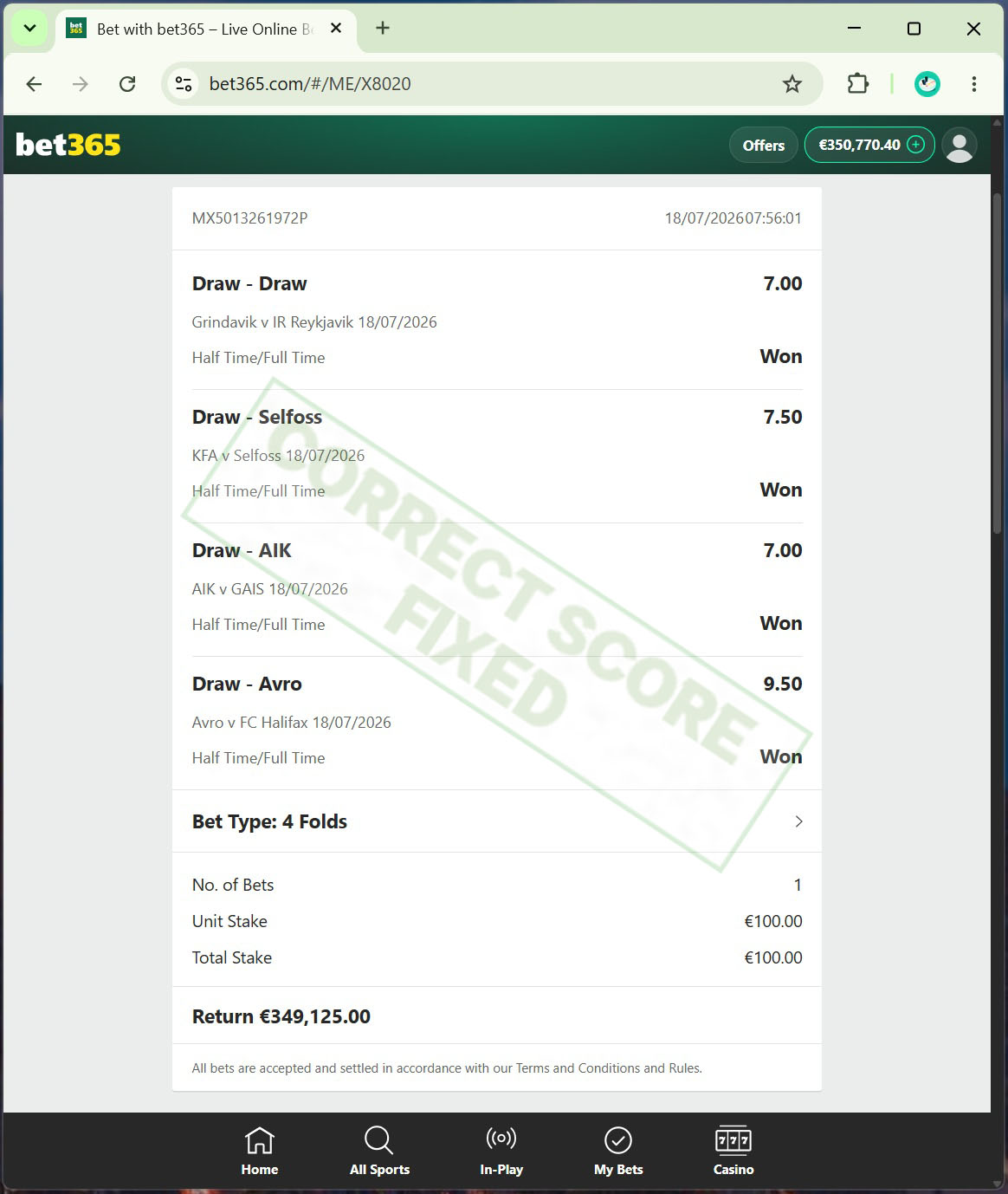 Fixed Matches 100 Sure