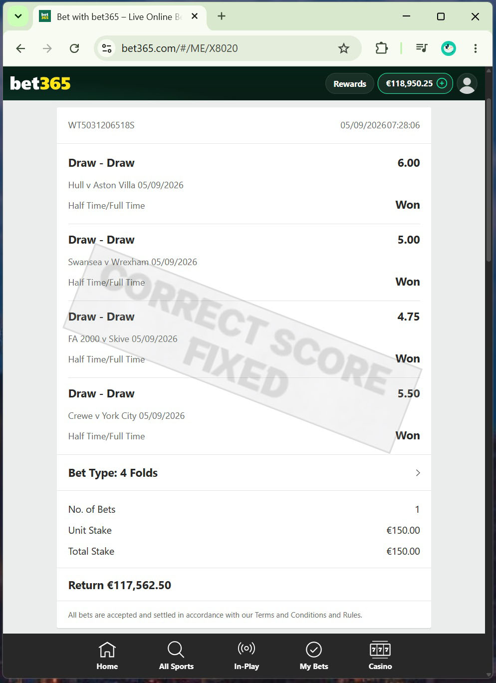 Fixed Matches 100% Sure