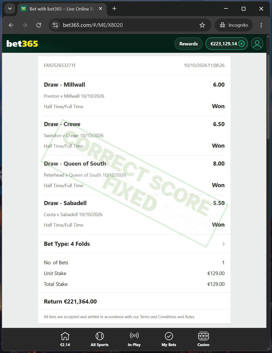 Fixed Matches 100% Sure