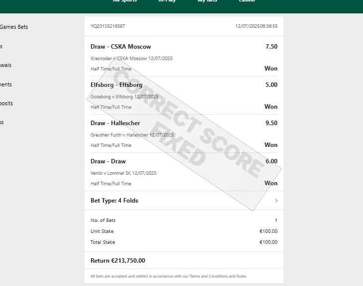 Correct Score Fixed Odds