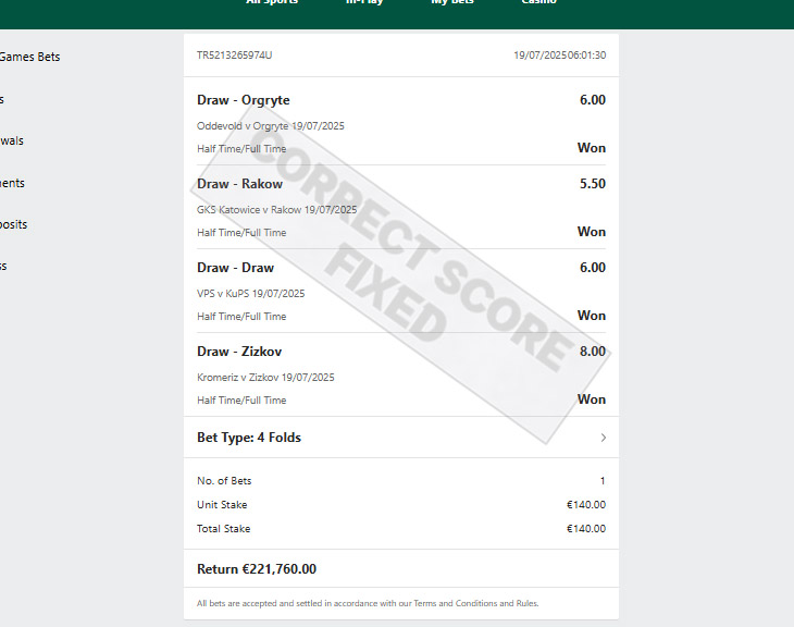 Correct Fixed Matches